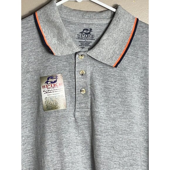 New Golf Shirt Polo Henley Gray Knit Short Sleeve Spike Sports Athletic Mens L - Picture 3 of 8
